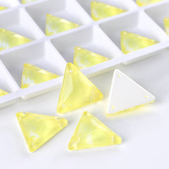 Electric Neon Light Topaz Triangle Shape High Quality Glass Sew-on Rhinestones WholesaleRhinestone