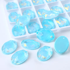 Aquamarine AM Oval Shape High Quality Glass Sew-on Rhinestones WholesaleRhinestone