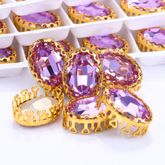 Violet Oval Shape High-Quality Glass Sew-on Nest Hollow Claw Rhinestones WholesaleRhinestone
