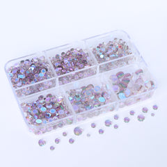 Mixed Sizes 6 Grid Box Mocha Smoked Topaz Mermaid Tears Glass Half Pearls Rhinestones WholesaleRhinestone