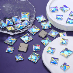 Mixed Sizes Crystal AB Square Shape High Quality Glass Sew-on Rhinestones WholesaleRhinestone