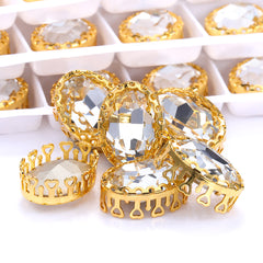 Crystal Oval Shape High-Quality Glass Sew-on Nest Hollow Claw Rhinestones WholesaleRhinestone