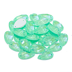 Electric Neon Greenwrap Drop Shape High Quality Glass Sew-on Rhinestones WholesaleRhinestone