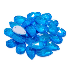 Electric Neon Blue Drop Shape High Quality Glass Sew-on Rhinestones WholesaleRhinestone