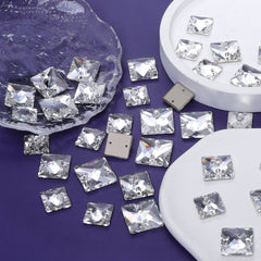 クリスタルスクエア形状高品質のガラス縫製ラインストーン