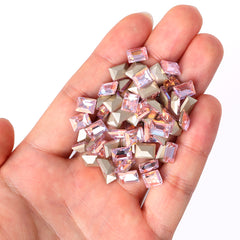 Cognac Pink Rectangle Shape Glass Pointed Back Fancy Rhinestones WholesaleRhinestone
