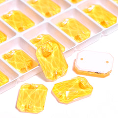 Electric Neon Sunflower Octagon Shape High Quality Glass Sew-on Rhinestones WholesaleRhinestone