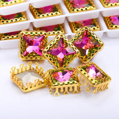 Vitrail Rose Princess Square Shape High-Quality Glass Sew-on Nest Hollow Claw Rhinestones WholesaleRhinestone