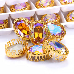 Paradise Shine Oval Shape High-Quality Glass Sew-on Nest Hollow Claw Rhinestones WholesaleRhinestone