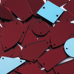 Burgandy Mixed Shapes Acrylic Sew-on Mirror For Dance Costume WholesaleRhinestone