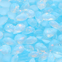 Aquamarine AM Drop Shape Glass Pointed Back Fancy Rhinestones WholesaleRhinestone