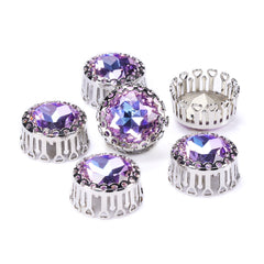 Vitrail Light Gemstone Flower Round Shape High-Quality Glass Sew-on Nest Hollow Claw Rhinestones WholesaleRhinestone
