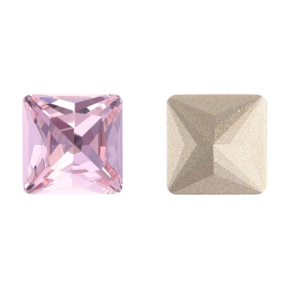 Light Rose Princess Square Shape High Quality Glass Pointed Back Fancy Rhinestones WholesaleRhinestone