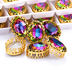 Volcano Oval Shape High-Quality Glass Sew-on Nest Hollow Claw Rhinestones WholesaleRhinestone