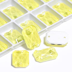 Electric Neon Light Topaz Octagon Shape High Quality Glass Sew-on Rhinestones WholesaleRhinestone