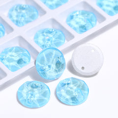 Electric Neon Aquamarine XIRIUS Round Shape High Quality Glass Sew-on Rhinestones WholesaleRhinestone