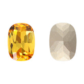 Forma di cuscino topazio leggero di alta qualità in vetro posteriore strass di fantasia