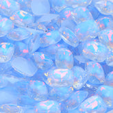 Light Blue AM Pillow Shape Glass Pointed Back Fancy Rhinestones