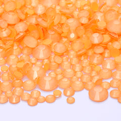 Mixed Sizes Neon Coral Orange Glass Flat Back Rhinestones For Nail Art WholesaleRhinestone