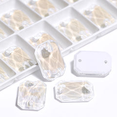 Elektrisk neon hvit åttekant form av høy kvalitet på sy-på rhinestones