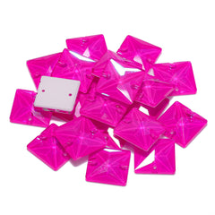 Electric Neon Fuchsia Square Shape High Quality Glass Sew-on Rhinestones WholesaleRhinestone
