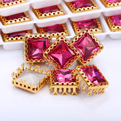 Rose Princess Square Shape High-Quality Glass Sew-on Nest Hollow Claw Rhinestones WholesaleRhinestone