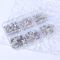 Mixed Sizes 6 Grid Box Starry Sky Glass FlatBack Rhinestones For Nail Art Silver Back WholesaleRhinestone