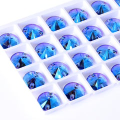 Light Sapphire Shimmer Rivoli Forma de vidrio de alta calidad Rhinestones de costura