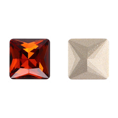 Tangerine Princess Square Shape High Quality Glass Pointed Back Fancy Rhinestones