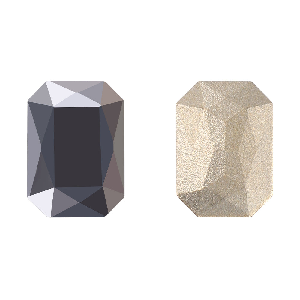 Jet Metallic Silver Thin Octagon Shape High Quality Glass Pointed Back Fancy Rhinestones WholesaleRhinestone
