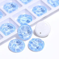 Electric Neon Light Blue XIRIUS Round Shape High Quality Glass Sew-on Rhinestones WholesaleRhinestone