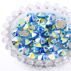 Aquamarine AB Rivoli Shape High Quality Glass Sew-on Rhinestones WholesaleRhinestone