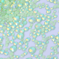 Mixed Sizes Mocha Opal Lt Green Glass Flat Back Rhinestones For Nail Art WholesaleRhinestone