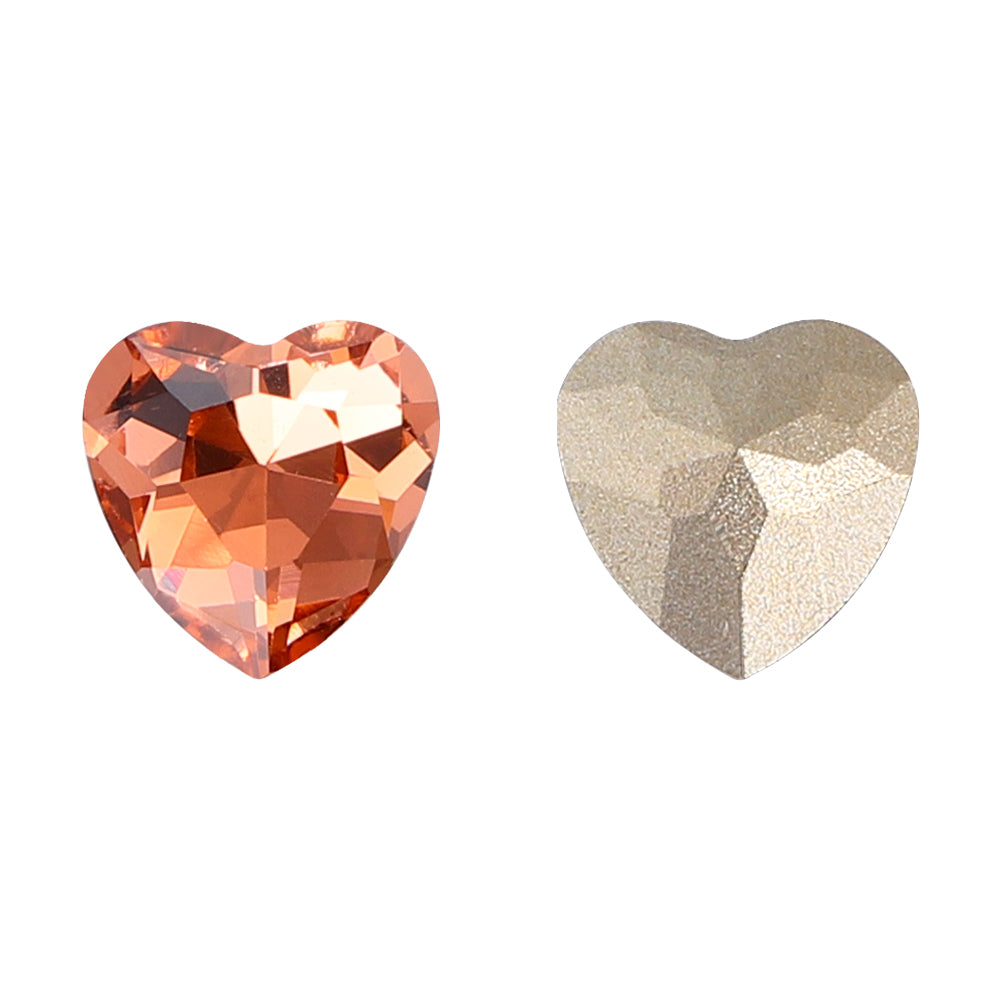 Light Peach Heart Shape High Quality Glass Pointed Back Fancy Rhinestones WholesaleRhinestone