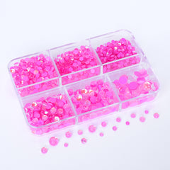 Mixed Sizes 6 Grid Box Mocha Pink Mermaid Tears Glass Half Pearls Rhinestones WholesaleRhinestone