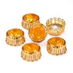 Topaz Opal Gemstone Flower Round Shape High-Quality Glass Sew-on Nest Hollow Claw Rhinestones WholesaleRhinestone