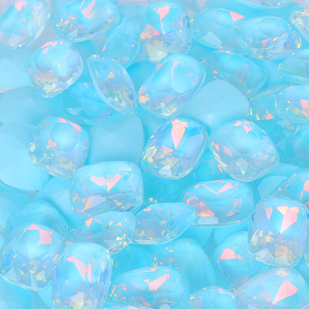 Aquamarine AM Pillow Shape Glass Pointed Back Fancy Rhinestones WholesaleRhinestone