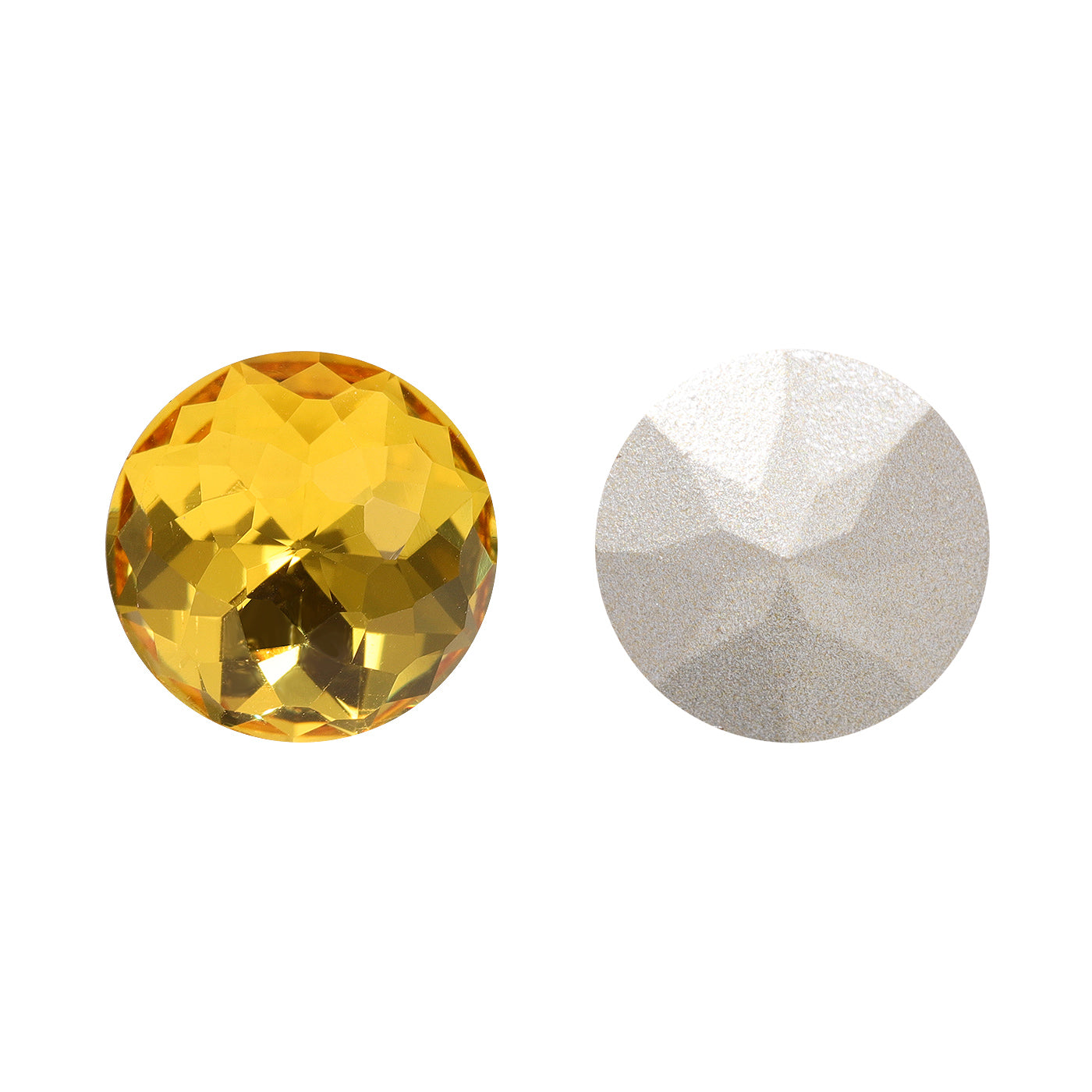 Light Topaz Dome Round Shape High Quality Glass Pointed Back Fancy Rhinestones WholesaleRhinestone