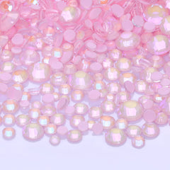 Mixed Sizes Neon Pink Snowy White AB Glass Flat Back Rhinestones For Nail Art WholesaleRhinestone