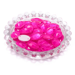 Electric Neon Fuchsia Oval Shape High Quality Glass Sew-on Rhinestones WholesaleRhinestone