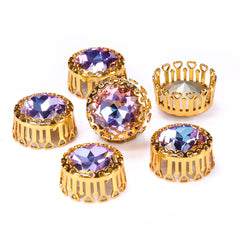 Vitrail Light Gemstone Flower Round Shape High-Quality Glass Sew-on Nest Hollow Claw Rhinestones WholesaleRhinestone