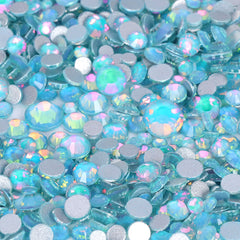 Mixed Sizes Crystal Tiffany Blue Glass FlatBack Rhinestones For Nail Art Silver Back WholesaleRhinestone