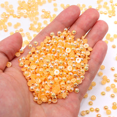 Orange Yellow AB Resin Flat Back Pearls Multi Sizes WholesaleRhinestone