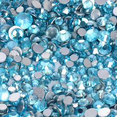 Mixed Sizes Star Aquamarine Glass FlatBack Rhinestones For Nail Art Silver Back WholesaleRhinestone