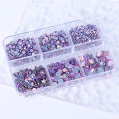 Mixed Sizes 6 Grid Box Light Pink AB Glass HotFix Rhinestones For Clothing DIY WholesaleRhinestone