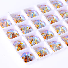 Light Topaz Shimmer Rivoli Shape High Quality Glass Sew-on Rhinestones WholesaleRhinestone