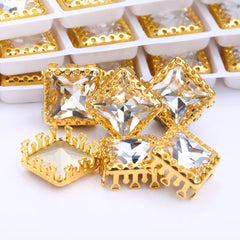 Crystal Princess Square Shape High-Quality Glass Sew-on Nest Hollow Claw Rhinestones WholesaleRhinestone