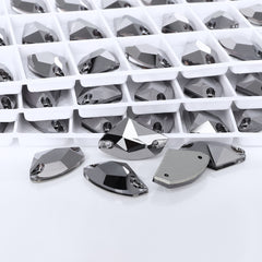 Jet Metallic Silver Galactic Shape High Quality Glass Sew-on Rhinestones WholesaleRhinestone