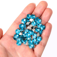 Aquamarine Hexagon kaleidoscope Shape Glass Pointed Back Fancy Rhinestones WholesaleRhinestone