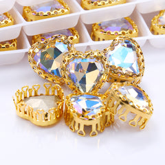 Moonlight Maxi Heart Shape High-Quality Glass Sew-on Nest Hollow Claw Rhinestones